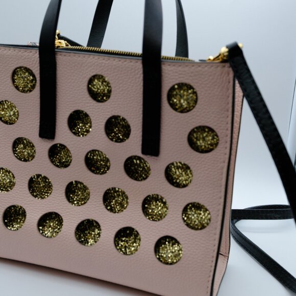 Marc Jacobs Mini Grind Leather Crossbody Satchel, Peach/Lt Pink w/Gold Circles - Picture 5 of 5